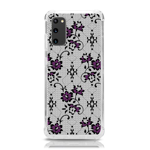 Elegant Purple Floral Jacquard Mesh Lace Fabric Samsung Galaxy S20 6.2 Inch TPU UV Case from ArtsNow.com Front