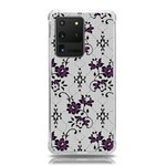 Elegant Purple Floral Jacquard Mesh Lace Fabric Samsung Galaxy S20 Ultra 6.9 Inch TPU UV Case