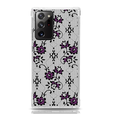 Elegant Purple Floral Jacquard Mesh Lace Fabric Samsung Galaxy Note 20 Ultra TPU UV Case from ArtsNow.com Front