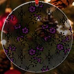 Elegant Purple Floral Jacquard Mesh Lace Fabric UV Print Acrylic Ornament Round