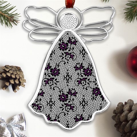 Elegant Purple Floral Jacquard Mesh Lace Fabric Metal Loving Angel Silver  from ArtsNow.com Front