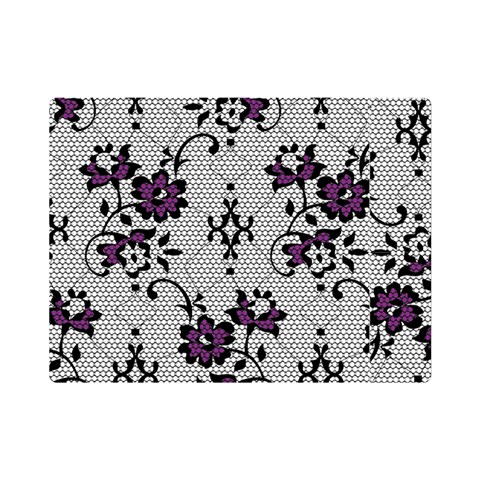 Elegant Purple Floral Jacquard Mesh Lace Fabric Premium Plush Fleece Blanket (Mini) from ArtsNow.com 35 x27  Blanket Front