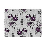 Elegant Purple Floral Jacquard Mesh Lace Fabric Premium Plush Fleece Blanket (Mini)