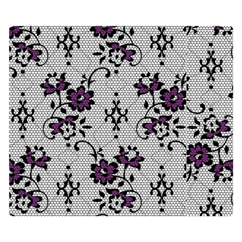 Elegant Purple Floral Jacquard Mesh Lace Fabric Premium Plush Fleece Blanket (Small) from ArtsNow.com 50 x40  Blanket Front