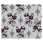 Elegant Purple Floral Jacquard Mesh Lace Fabric Premium Plush Fleece Blanket (Small)