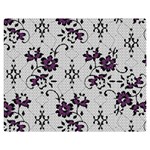 Elegant Purple Floral Jacquard Mesh Lace Fabric Premium Plush Fleece Blanket (Medium)