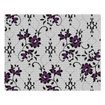 Elegant Purple Floral Jacquard Mesh Lace Fabric Premium Plush Fleece Blanket (Large)