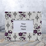 Elegant Purple Floral Jacquard Mesh Lace Fabric White Tabletop Photo Frame 4 x6 