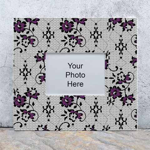 Elegant Purple Floral Jacquard Mesh Lace Fabric White Wall Photo Frame 5  x 7  from ArtsNow.com Front