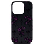 Elegant Purple Floral Jacquard Mesh Lace Fabric iPhone 14 Pro Black UV Print PC Hardshell Case