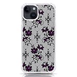 Elegant Purple Floral Jacquard Mesh Lace Fabric iPhone 14 TPU UV Print Case