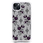 Elegant Purple Floral Jacquard Mesh Lace Fabric iPhone 14 Plus TPU UV Print Case