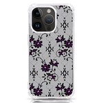 Elegant Purple Floral Jacquard Mesh Lace Fabric iPhone 14 Pro TPU UV Print Case