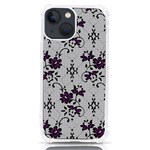 Elegant Purple Floral Jacquard Mesh Lace Fabric iPhone 13 mini TPU UV Print Case