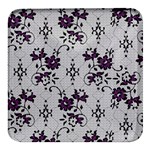 Elegant Purple Floral Jacquard Mesh Lace Fabric Square Glass Fridge Magnet (4 pack)