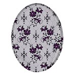 Elegant Purple Floral Jacquard Mesh Lace Fabric Oval Glass Fridge Magnet (4 pack)