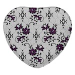 Elegant Purple Floral Jacquard Mesh Lace Fabric Heart Glass Fridge Magnet (4 pack)