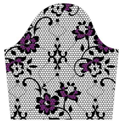 Elegant Purple Floral Jacquard Mesh Lace Fabric Trumpet Sleeve Cropped Top from ArtsNow.com Sleeve Right