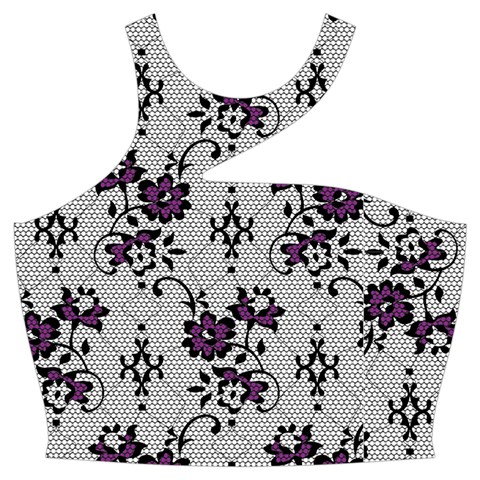 Elegant Purple Floral Jacquard Mesh Lace Fabric Cut Out Top from ArtsNow.com Front