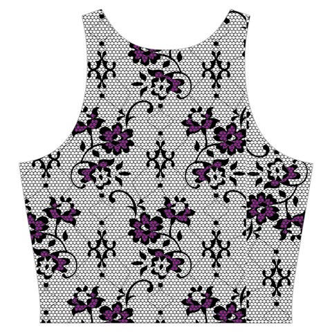 Elegant Purple Floral Jacquard Mesh Lace Fabric Cut Out Top from ArtsNow.com Back