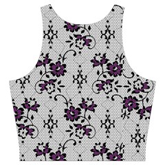 Elegant Purple Floral Jacquard Mesh Lace Fabric Cut Out Top from ArtsNow.com Back