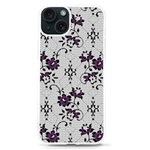 Elegant Purple Floral Jacquard Mesh Lace Fabric iPhone 15 TPU UV Print Case