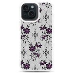 Elegant Purple Floral Jacquard Mesh Lace Fabric iPhone 15 Plus TPU UV Print Case