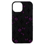 Elegant Purple Floral Jacquard Mesh Lace Fabric iPhone 15 Black UV Print PC Hardshell Case