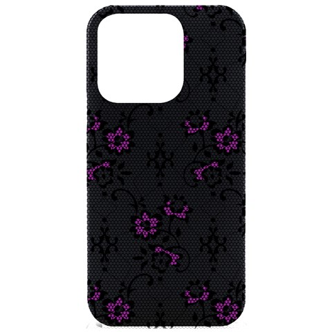 Elegant Purple Floral Jacquard Mesh Lace Fabric iPhone 15 Pro Black UV Print PC Hardshell Case from ArtsNow.com Front