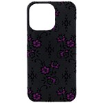 Elegant Purple Floral Jacquard Mesh Lace Fabric iPhone 15 Pro Max Black UV Print PC Hardshell Case