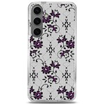 Elegant Purple Floral Jacquard Mesh Lace Fabric Samsung Galaxy S24 6.2 Inch TPU UV Case