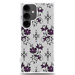 Elegant Purple Floral Jacquard Mesh Lace Fabric Samsung Galaxy S24 Plus 6.7 Inch TPU UV Case