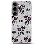 Elegant Purple Floral Jacquard Mesh Lace Fabric Samsung Galaxy S24 Ultra 6.9 Inch TPU UV Case