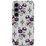 Elegant Purple Floral Jacquard Mesh Lace Fabric Samsung Galaxy S24 6.2 Inch Black TPU UV Case