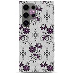 Elegant Purple Floral Jacquard Mesh Lace Fabric Samsung Galaxy S24 Ultra 6.9 Inch Black TPU UV Case