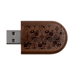 Elegant Purple Floral Jacquard Mesh Lace Fabric Wood Oval USB Flash Drive