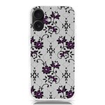 Elegant Purple Floral Jacquard Mesh Lace Fabric iPhone 16 TPU UV Print Case