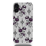 Elegant Purple Floral Jacquard Mesh Lace Fabric iPhone 16 Plus TPU UV Print Case