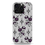 Elegant Purple Floral Jacquard Mesh Lace Fabric iPhone 16 Pro TPU UV Print Case