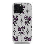 Elegant Purple Floral Jacquard Mesh Lace Fabric iPhone 16 Pro Max TPU UV Print Case