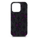 Elegant Purple Floral Jacquard Mesh Lace Fabric iPhone 16 Pro Black UV Print PC Hardshell Case