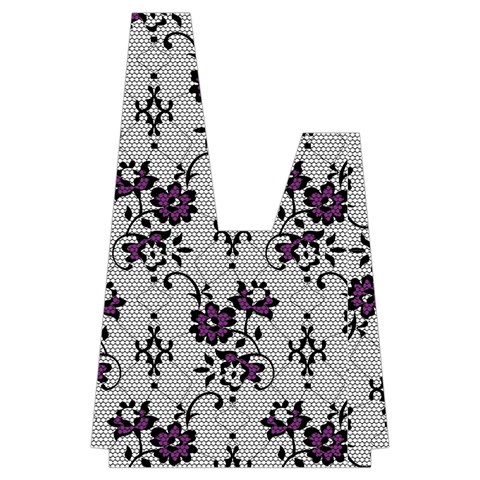 Elegant Purple Floral Jacquard Mesh Lace Fabric Japanese Wrist Knot Bag from ArtsNow.com Front