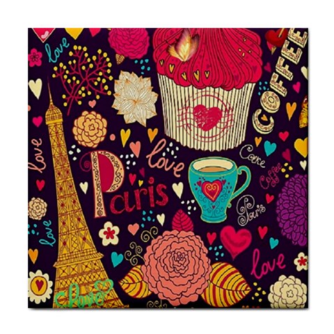 Collage Worx Black Collage Cupcake Eifel Tower Fireworks Paris Tile Coaster from ArtsNow.com Front