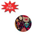 Collage Worx Black Collage Cupcake Eifel Tower Fireworks Paris 1  Mini Buttons (10 pack) 