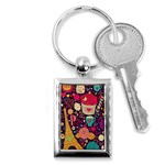 Collage Worx Black Collage Cupcake Eifel Tower Fireworks Paris Key Chain (Rectangle)