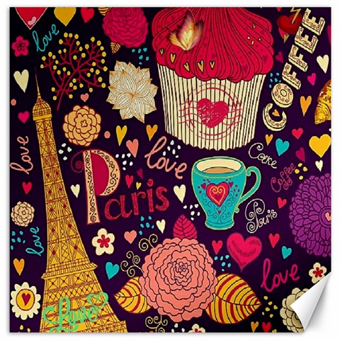 Collage Worx Black Collage Cupcake Eifel Tower Fireworks Paris Canvas 12  x 12  from ArtsNow.com 11.4 x11.56  Canvas - 1