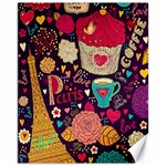 Collage Worx Black Collage Cupcake Eifel Tower Fireworks Paris Canvas 11  x 14 