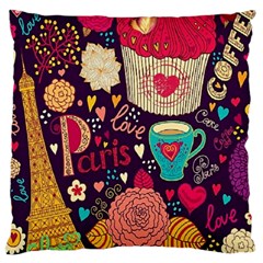 Collage Worx Black Collage Cupcake Eifel Tower Fireworks Paris Large Cushion Case (Two Sides) from ArtsNow.com Back