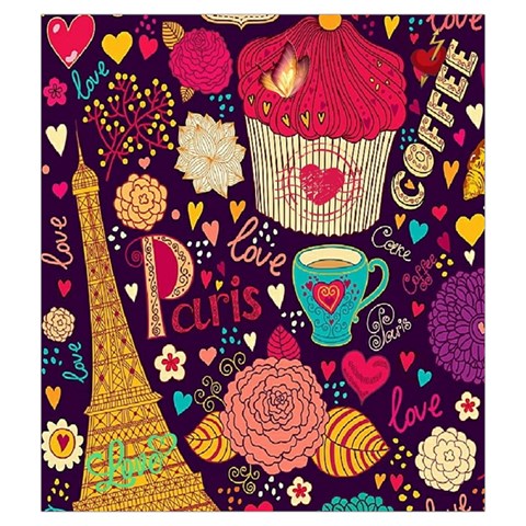 Collage Worx Black Collage Cupcake Eifel Tower Fireworks Paris Drawstring Pouch (Medium) from ArtsNow.com Front