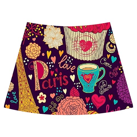 Collage Worx Black Collage Cupcake Eifel Tower Fireworks Paris Knee Front Skirt